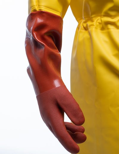 Detail of the glove of a waterproof diving overall