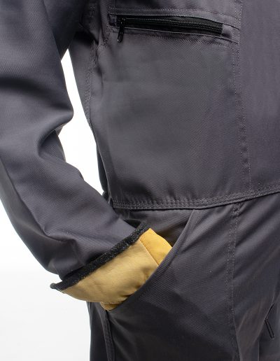 Detail of one-piece drill work outfit
