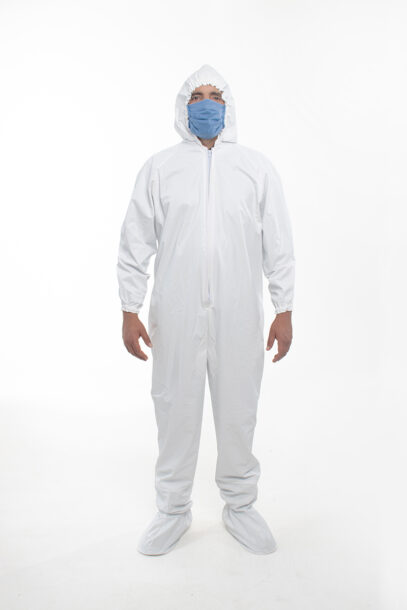 Man wearing a waterproof diving helmet
