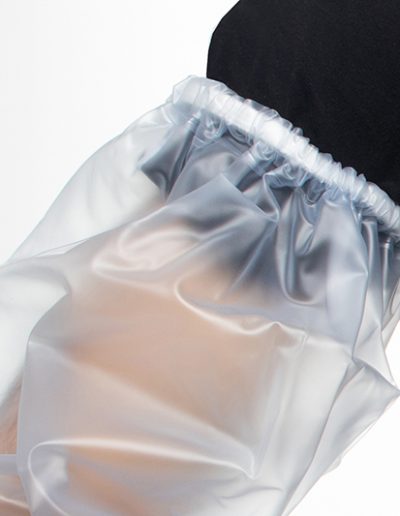 Detail of transparent waterproof sleeves