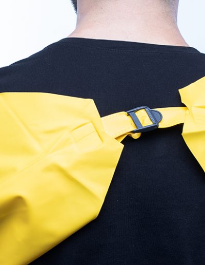 Back detail of yellow waterproof sleeves
